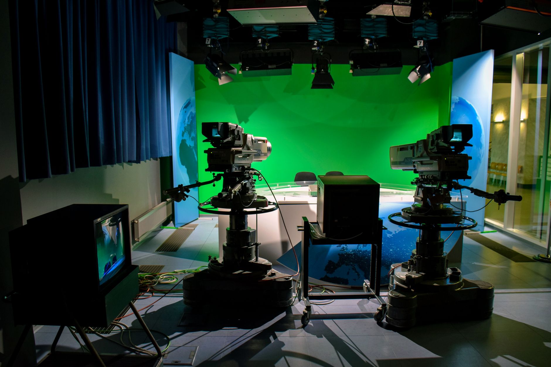Live Television Station Control Room Monitoring Console